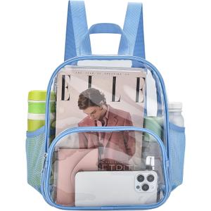Busiuw Clear Backpack for Stadium Events 12x12x6 with Front Pocket for Concert Sport Fashion Women Backpack Events Work Travel (Sky blue)