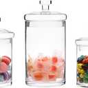 MyGift Glass Apothecary Jar Set with Clear Lid - Decorative Kitchen and Bath Storage Canisters, Wedding Centerpiece Jars, Candy Buffet with Lids