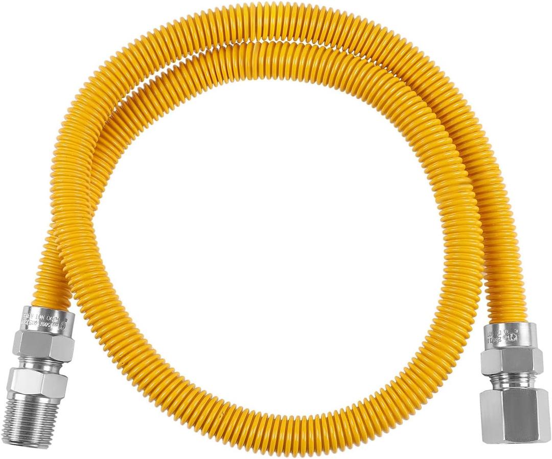 Efield 36-Inch Flexible Gas Line Connector, 1/2" MIP x 1/2" FIP Brass Adapter, Stainless Steel Gas Hose, Yellow,(HOSE074)