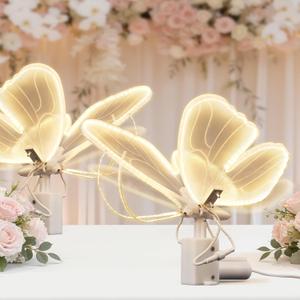 LED Moving Butterfly Light Decoration: Electric Wings Lamp for Wedding - Light Up Table Centerpiece & Wall Decor with Movement - Tying for Birthday Cake Party Baby Bridal Shower Christmas Tree