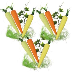Needzo Foam Easter Carrots and Greenery Set, Festive Spring Craft Supplies, Garden Home Decorations (Pack of 3)