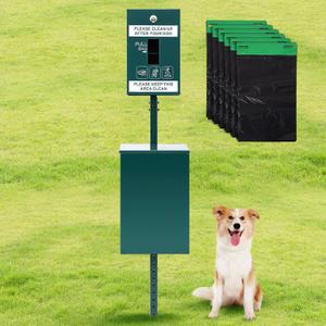 Blulu Dog Waste Station Outdoor, Dog Waste Trash Can for Backyard Park Yard
