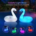 FlyfreeU Solar Inflatable Swan Pool Floats with Lights, LED RGB Color Changing Light Up Pool Floats Adult, 42'' Large Swan Pool Floaties, Lake Floats Summer Pool Raft Lounge for Adults - 2 PC