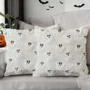 Halloween Pillow Covers 18x18 inch Set of 2 White Ghost Throw Pillow Cases Soft Plush Faux Fur Wool Couch Cushion Case for Chair Sofa Bedroom Living Room Home Decor
