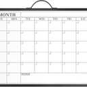 MaxGear Monthly Calendar Dry Erase Board for Wall, 16"x12" Double-Sided Magnetic Calendar White Board with Handle, Black Aluminum Alloy Frame Hanging Small Whiteboard for Office, Home, School