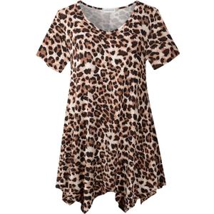 LARACE Plus Size Tops for Womens Summer Clothes Short Sleeve Shirts Casual V Neck Tunic Asymmetrical Blouses (Black, XXL)