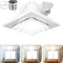 Exhaust Fan with Light, 12 inches Square Ceiling Mount Quiet Exhaust Fan with 12W 4000/5000/6000K Adjustable LED Light Combo, 1.0 Sones Low Quiet Ventilation Vents 110-220V for Office Hotel Home Bath