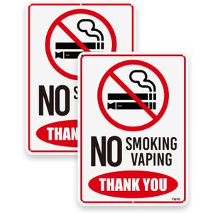 2 Pack No Smoking Signs for Business, PVC No Smoking Signs for Home, No Smoking Stickers with 4 Holes, No Smoking No Vaping Sign for Indoor & Outdoor, 6"x10"