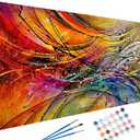 YALKIN Paint by Number for Adult Kits, DIY Abstract Oil Acrylic Painting Kits for Adults Beginners on Canvas for Home Wall Decor Gifts 40x90CM/15.8x35.4in (No Frame) (Red)