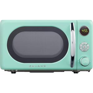 Galanz GLCMKA07GNR-07 Retro Microwave Oven, LED Lighting, Pull Handle Design, Child Lock, Surf Green, 0.7 cu ft