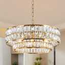 6-Light Gold Crystal Chandelier,20'' Semi Flush Mount Ceiling Light