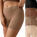 SHARICCA Womens Boxer Briefs Seamless Boy Shorts Underwear Anti Chafing Boyshorts Panties Soft Ribbed Ladies Boxers Pack (3X-Large, 4p Soft Brown & Nude)