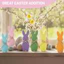Chunful 6 Pcs Easter Bunny Table Decor Colorful Wood Bunny Signs Rabbit Shaped Tiered Tray Decor for Home Mantel Room Freestanding Tabletop Decorations Spring Party Supplies