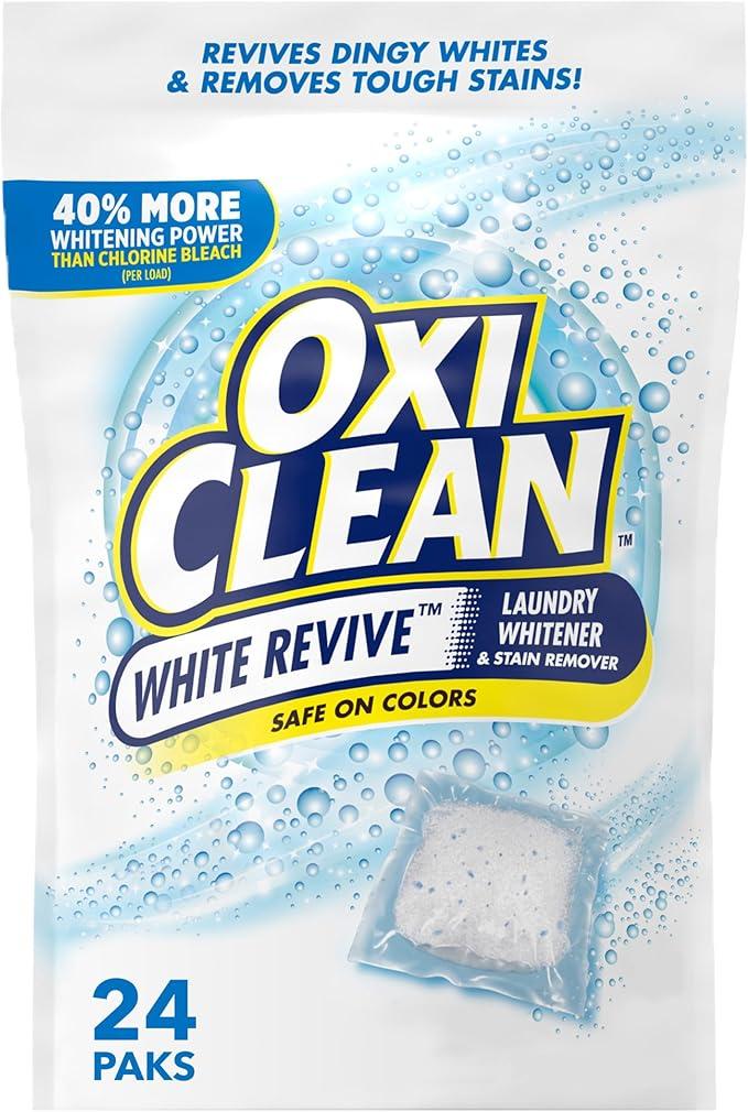 OxiClean White Revive Laundry Whitener and Stain Remover Power Paks, 24 Count