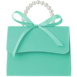 Motoeye 10PCS Green Pearl Paper Gift Boxes with Ribbon, Elegant Wedding Favor Boxes for Bridesmaid Gifts, Bridal Shower, Baby Shower, Birthday Party and Special Occasions, L
