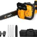 Brushless Electric Chainsaw 12" Cordless Tool Only for Dewalt 20V/60V Battery with Auto Oiler & Security Lock, for Tree Saw Trimming and Branch Wood Cutting (Tool Only)