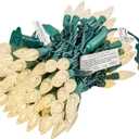 BOHON Christmas Lights Outdoor, Faceted C6 17ft 50 LED String Lights Plug in, Extendable Green Wire Warm White Christmas String Lights for Indoor Xmas Tree Decoration Waterproof