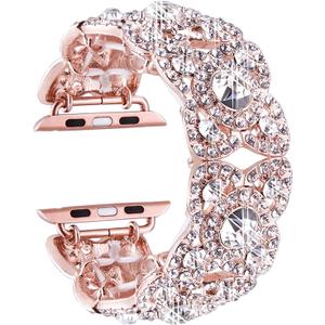 VIQIV Bling Bands for Compatible with Apple Watch 38/40/42/44/41/45/46/49mm Ultra Iwatch Series 11 10 9 8 7 6 5 4 3 SE SE2, Diamond Rhinestone Stainless Steel Metal Bracelet Wristband Strap for Women
