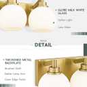 4-Light Brushed Gold Bathroom Vanity Light, Milk White Glass Globes