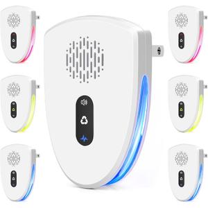 (2025 Upgraded) Ultrasonic Insect & Pest Indoor Repeller, Plug-in Control Device Repellent for Rodent, Mice, Rats, Roaches, Ants, Spiders, Bugs, Mosquitoes, Home, 3 Mode Switching (6 Pack)