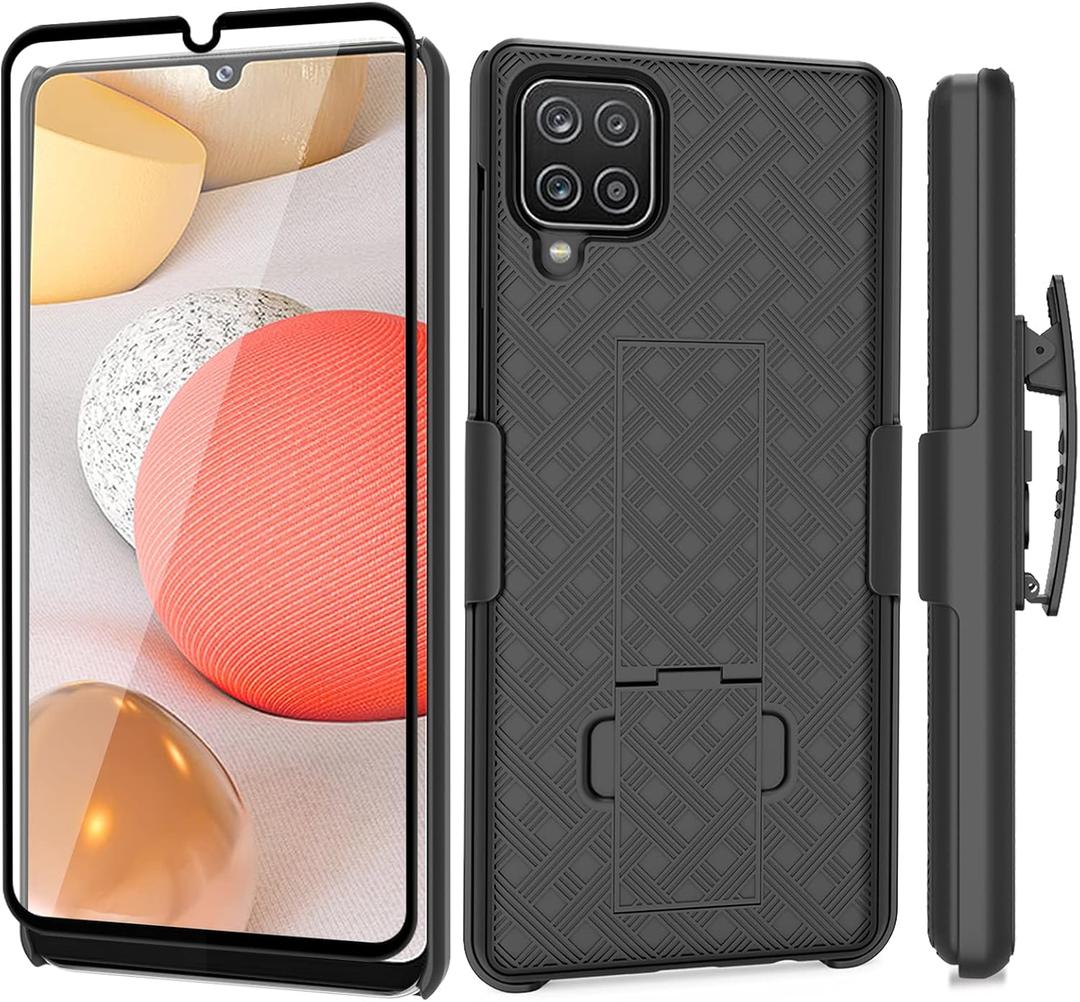 Ailiber Compatible with Galaxy A42 5G Case, Samsung M42 5G Case Holster with Screen Protector, Swivel Belt Clip Holster Kickstand Holder, Slim Rugged Protective Cover for Samsung Galaxy A42 5G-Black
