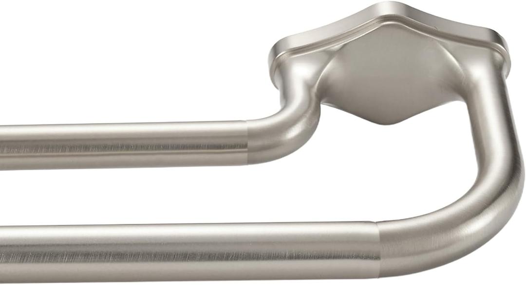 Brushed Nickel Double Curtain Rods For Windows 72-144 Inch,Heavy Duty Double Curtain Rod with Aluminum Finials and Bracket,Adjustable Double Window Rods For Blackout Or Room Darkening Panels