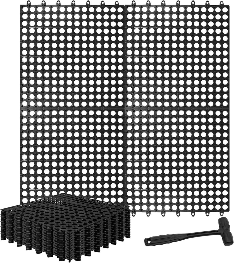 15 Pack Garage Floor Tiles, 12x12 Inch Interlocking Drainage Tiles