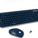 FOPETT Wireless Keyboard and Mouse Combo, 104 Keys Full-Sized 2.4 GHz Round Keycap Colorful Keyboards, USB Receiver Plug and Play, for Windows, Mac, PC, Laptop, Desktop (DarkBlue)