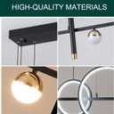 ORANOOR LED Modern Chandeliers for Dining Room, Dimmable Black Gold Chandelier Kitchen Pendant Lighting Over Island, Linear Ring Globe Pendant Light Fixtures Dining Room Lights Ceiling Hanging