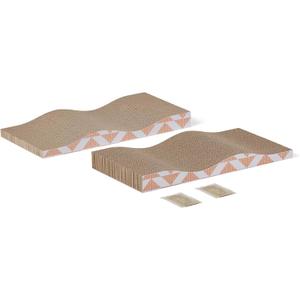 Amazon Basics Cat Scratching Post, Cat Scratch Pad for Indoor Cats with Catnip, Single Layer with Curve, 16.5 x 8.1 x 1.6 in, 2-Pack