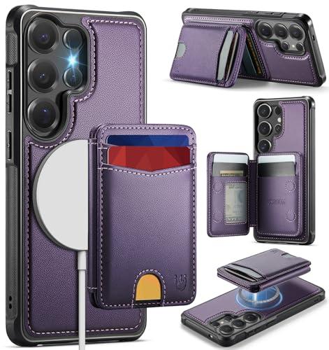 Usroom for Samsung Galaxy S25 Ultra Case Wallet Compatible with Magsafe, RFID Blocking Magnetic Card Holder 2 in 1 Detachable Kickstand Shockproof Phone Case for Galaxy S25 Ultra 6.9" Purple