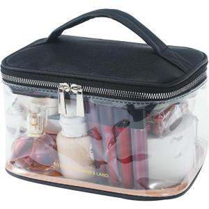 Makeup Bag Toiletry Bag for Women Large Capacity Transparent Makeup Bag Travel Bag for Toiletries Waterproof, Portable, Open Plan Design, Essential for Travel(blcak)