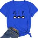 NIUBIA Women's T Shirts Summer Tops Simple Heart Graphic Shirts Sayings Short Sleeve Vacation Casual Blouse Thankful Tee (Blue, M)