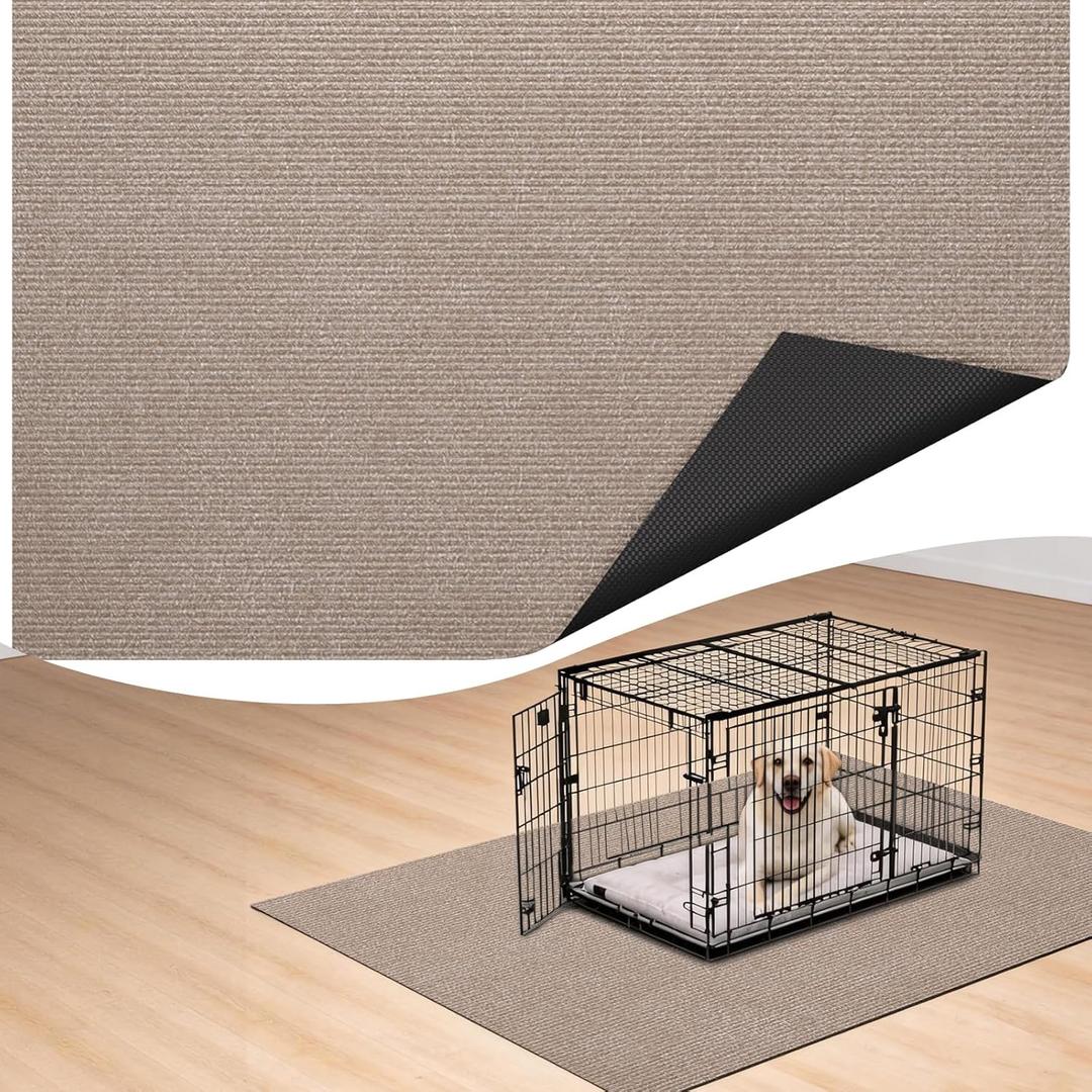 Dog Crate Mat, 24 in X 36 in Dog Playpen Mat Rubber Kennel Mat Extra Large Liner for Under Dog Crate Cages, Absorbent Urine, Puppy Pee Pad Reusable Washable Floor Protector Waterproof Non-Slip Brown