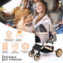 Bicystar Pet Stroller for Medium Dogs, Smooth-Ride Dog Stroller with Detachable Carrier, Rubber Wheels, Car Seat Combo 3-in-1, Up to 50 lbs, for Senior Dogs & Cats, Grey
