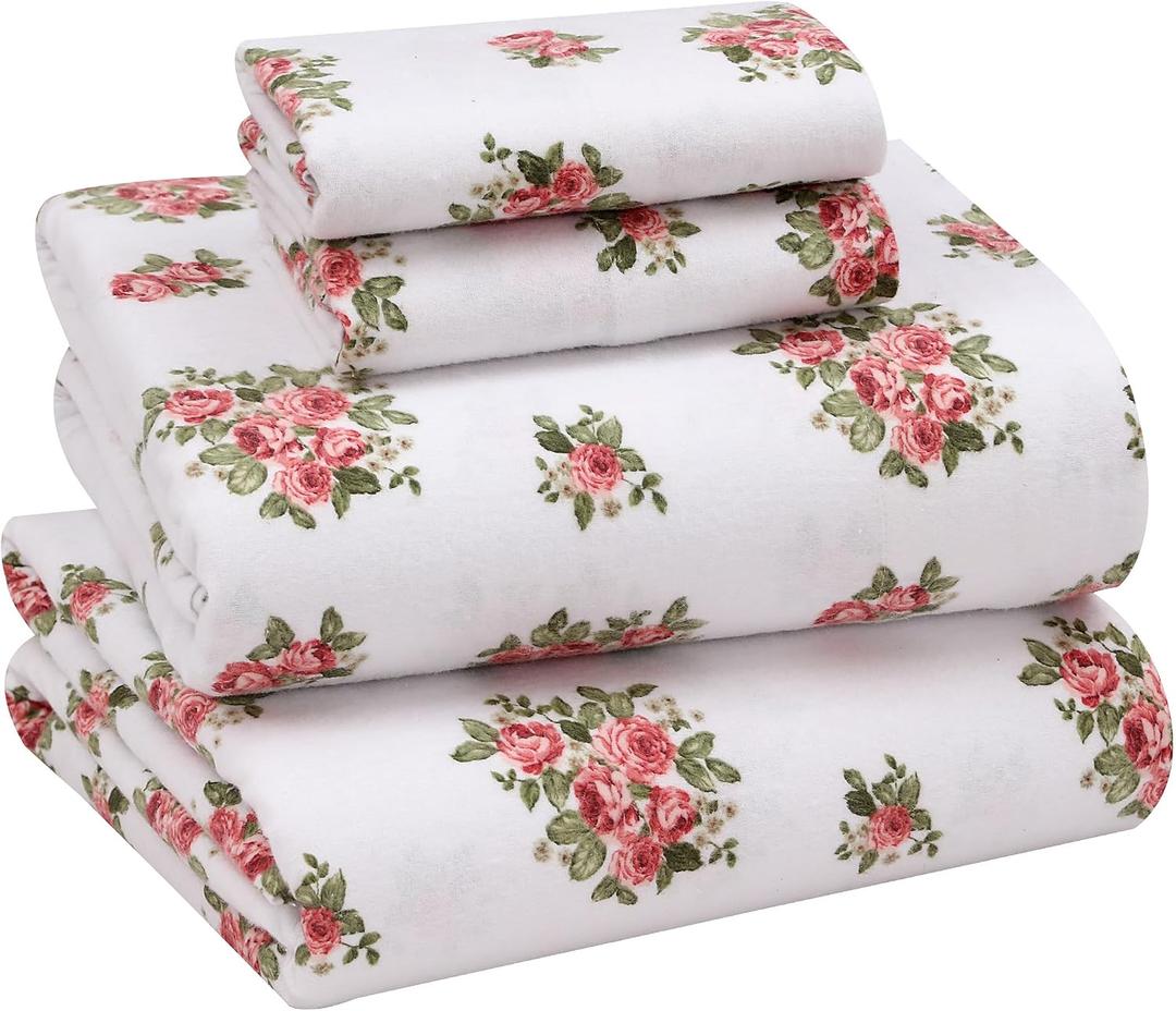 RUVANTI Flannel Sheets King Size - 100% Cotton Double Brushed King Size Sheets Set - Deep Pockets 16 Inches Bed Sheets - All Seasons Breathable & Extra Soft - Warm & Cozy, 4 Piece, Bali