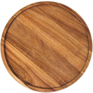 13.8 Inch Wooden Serving Tray,Round Wooden Decorative Serving Tray for Coffee Table and Home Decor, Round Wood Trays for Table Centerpiece,Small Candle Tray, Acacia, Appetizer Charcuterie Board