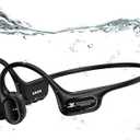 Swimming Headphones IP68 Waterproof, Open Ear Bone Conduction Underwater Headphones Bluetooth 5.4& MP3 with 32GB Memory Card, Soft/Skin/Lightweight Sound Swim Earbuds-SurfAudio(Black)