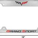 Chevrolet Corvette C6 Grand Sport Metal License Plate Frame Holder (Chrome & Logo Top)