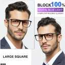MARE AZZURO Blue Light Blocking Reading Glasses Men Large Square Computer Readers 0 1.00 1.25 1.50 1.75 2.00 2.25 2.50 2.75 3.00 3.50 4.00 5.00 6.00 (Black 2.5)