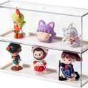 2 Pack Clear Acrylic Figures Display Case Stackable Box with Base, Dustproof Protector for Anime Figurine, Collectibles, Funko Pop, Model Cars - Home Office Display Showcase