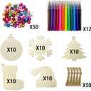 Anditoy 50 PCS Christmas Wooden Hanging Ornaments Unfinished Wood Slices Christmas Crafts for Kids DIY Christmas Decorations Party Supplies Favors