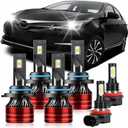 Light Bulbs Compatible for 2009-2013 Toyota Corolla 9005 High Beam 9006 Low Beam H11 Fog Lights Combo Pack 800% Brightness with Cooling Fan Plug N Play Pack of 6
