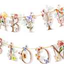 Flower Butterfly Baby in Bloom Banner, Wildflower Butterflies Baby Shower Sign, Boho Floral Welcome Baby Garland Decor, Flowers Theme Paper Bunting for Mommy to Be Party