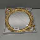 YANIZU Decorative Mirror Tray, Round with Handles, Organizer for Perfume, Makeup, Jewelry, Vintage Display and Serving Tray for Dresser, Counter and Coffee Table, 15.8" x 13", Gold