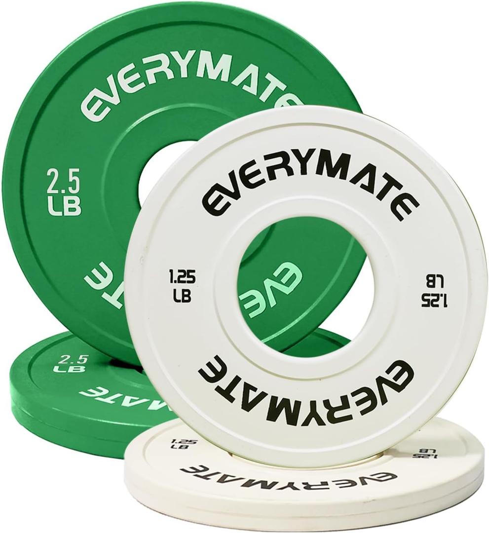 EVERYMATE Change Weight Plates: 1.25LB 2.5LB Set Fractional Plate Olympic Bumper Plates Set for Strength Training, 2 inch weight plates (7.5 LB (1.25+2.5) x2)