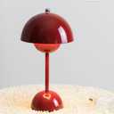 Modern Mushroom Table Lamp Cartoon Iron LED Bedside Lamp Nordic Round Metal Lamp Body Nightstand Lamps for Living Room, Bedroom Study Room Home Office (Red)