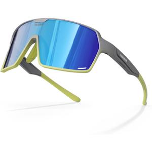 Sports Sunglasses. Ultra-light TR90 Frame, UV400 protection. Ideal for Pickleball, Cycling and Outdoor sports (Black/Blue Mirror)