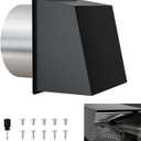 8" Outdoor Dryer Vent Cover Hood, Metal Dryer Wall Vent with Screen and Damper, Exterior Vent Cover for Dryer Vent Kitchen Range Hood Outdoor Air Exhaust (8 Inch-Black)