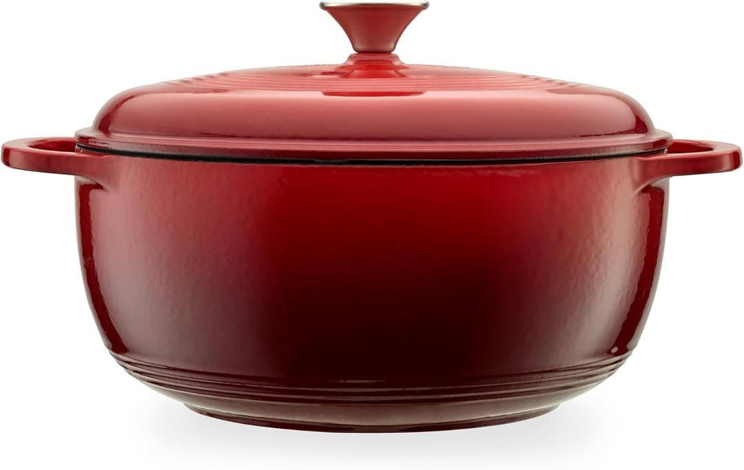 Mercer Culinary Enameled Cast Iron Round Dutch Oven, 6 qt., Red